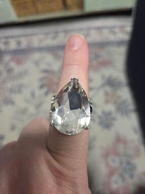 230# Clear Teardrop Crystal Statement Ring - Women Jewelry